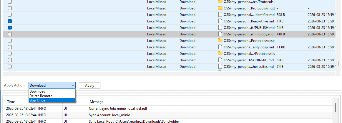 Batch file synchronization operations (Windows)g