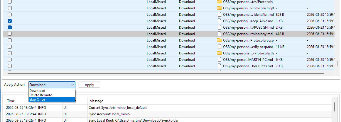 Batch file synchronization operations (Windows)g
