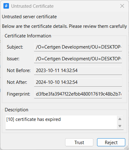 MINIO untrusted server certificate
