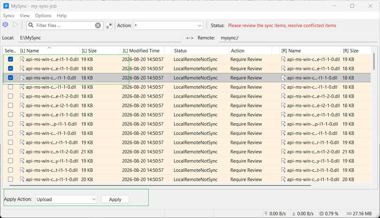 Overwrite Sync Actions