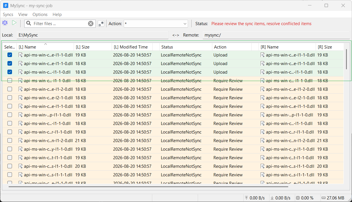 Sync Actions Overwritten