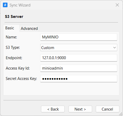 Configure Custom S3 Server Page