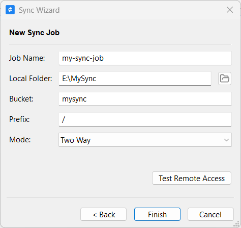 Configure S3 Sync Job Page