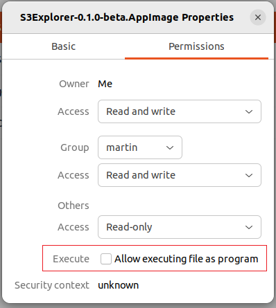 Allow executing file as program